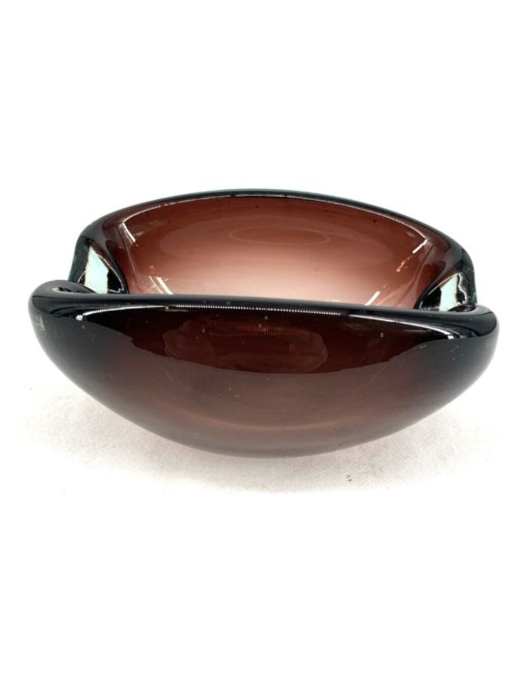 Murano Glass Bowl Ashtray Purple Amethyst 4.5" Art Glass Vintage